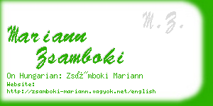 mariann zsamboki business card